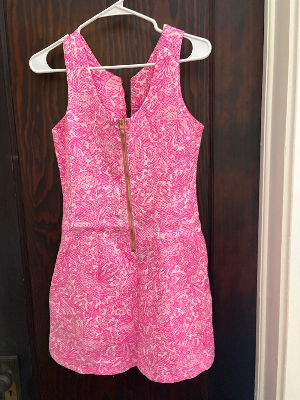 Lilly Pulitzer Pink Sleeveless V-Neck Mini Dress with Scallop Trim - Picture 2 of 4